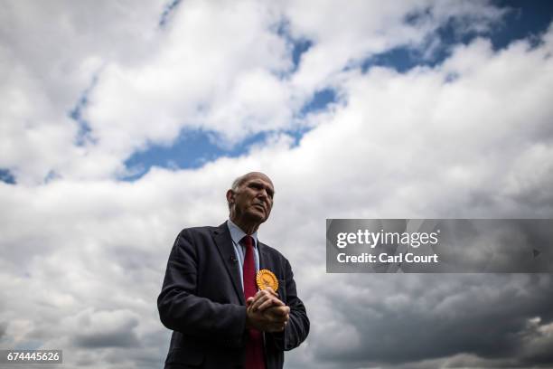 Former Liberal Democrat Secretary of State for Business, Innovation and Skills, Vince Cable, speaks during an interview with a journalist after...