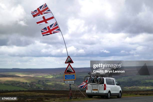 The village of Goathland prepares for the arrival of stage one of the 2017 Tour de Yorkshire on April 28, 2017 in Goathland, England.