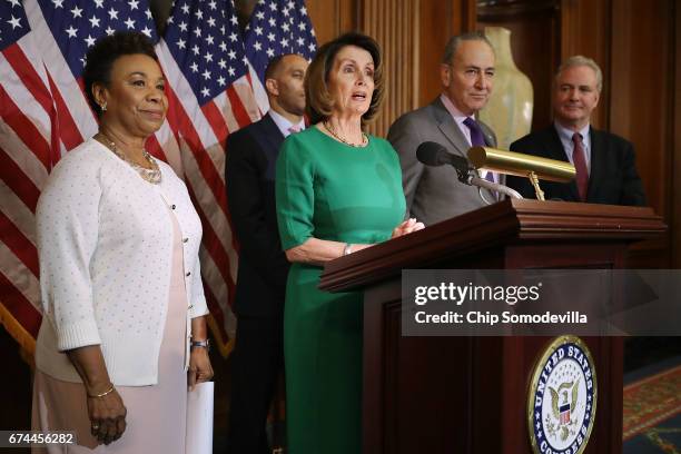 Rep. Barbara Lee , Rep. Hakeem Jeffries , House Minority Leader Nancy Pelosi , Senate Minority Leadery Charles Schumer and Sen. Chris Van Hollen hold...