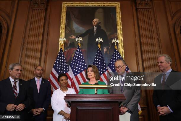 House Budget Committee ranking member John Yarmuth , Rep. Hakeem Jeffries , Rep. Barbara Lee , House Minority Leader Nancy Pelosi , Senate Minority...