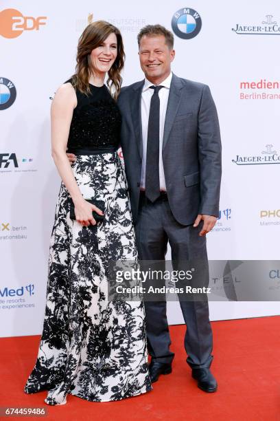Christina Hecke and Til Schweiger attend the Lola - German Film Award red carpet at Messe Berlin on April 28, 2017 in Berlin, Germany.