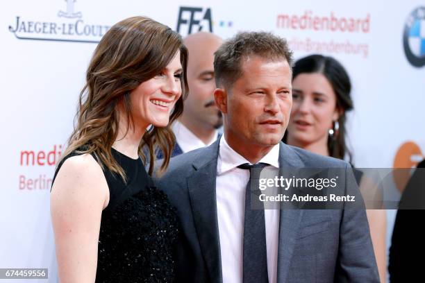 Christina Hecke and Til Schweiger attend the Lola - German Film Award red carpet at Messe Berlin on April 28, 2017 in Berlin, Germany.