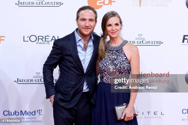 Frederik Lau and his wife Annika attend the Lola - German Film Award red carpet at Messe Berlin on April 28, 2017 in Berlin, Germany.