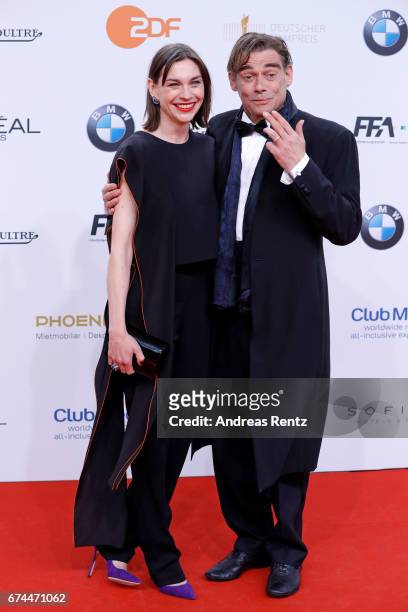 Actors Christiane Paul and Martin Feifel attend the Lola - German Film Award red carpet at Messe Berlin on April 28, 2017 in Berlin, Germany.
