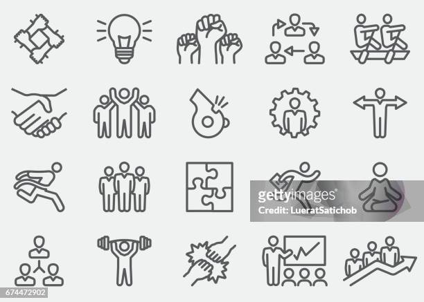 ilustrações de stock, clip art, desenhos animados e ícones de business teamwork line icons | eps 10 - leadership fist