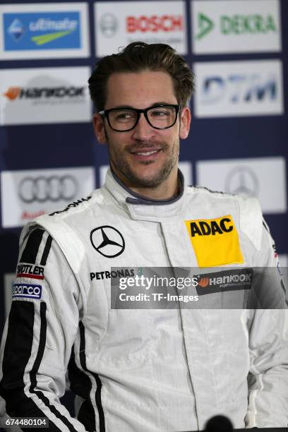 Maximilian Goetz looks on during a training session of the DTM 2016 German Touring Car Championship at Hockenheimring on April 8, 2016 in Hockenheim,...