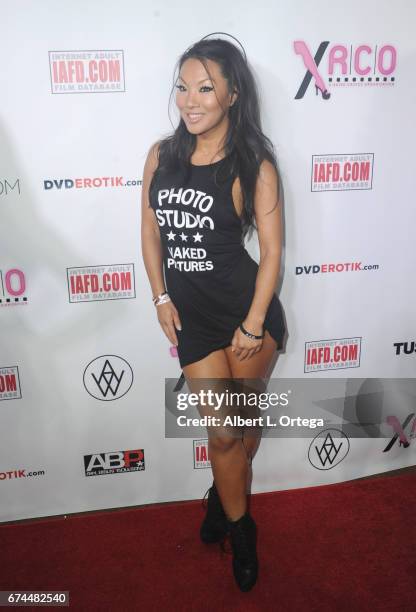 Acress Asa Akira arrives for the 33rd Annual XRCO Awards Show held at OHM Nightclub on April 27, 2017 in Hollywood, California.