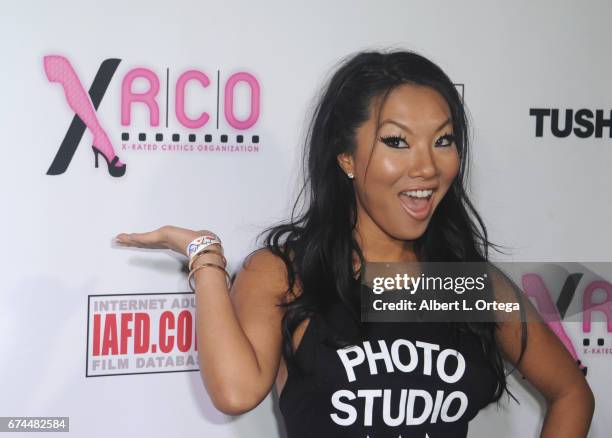 Acress Asa Akira arrives for the 33rd Annual XRCO Awards Show held at OHM Nightclub on April 27, 2017 in Hollywood, California.