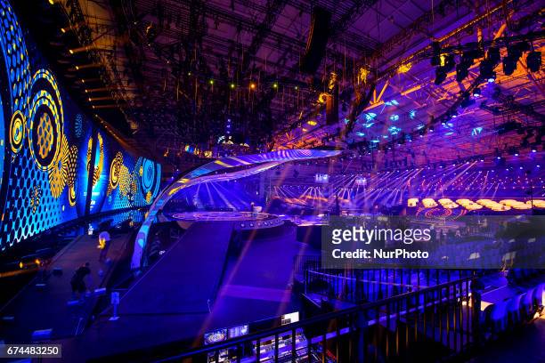 Stage for the Eurovision Song Contest 2017 is seen at the International Exhibition Centre in Kyiv, Ukraine, April 28, 2017.