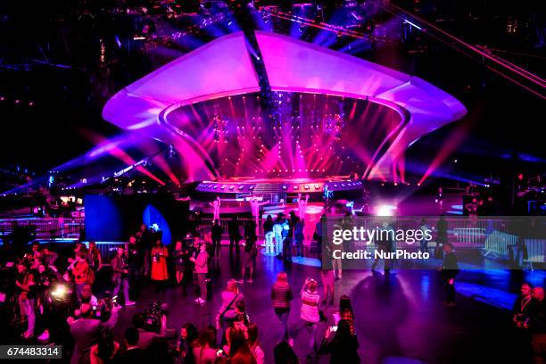 Stage for the Eurovision Song Contest 2017 is seen at the International Exhibition Centre in Kyiv, Ukraine, April 28, 2017.