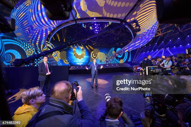 Ukrainian Prime Minister Volodymyr Groysman visits the International Exhibition Centre, which will be the arena for the Eurovision Song Contest 2017,...