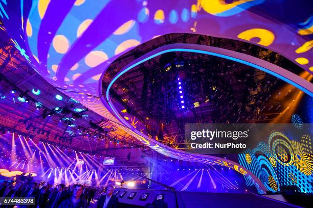 Stage for the Eurovision Song Contest 2017 is seen at the International Exhibition Centre in Kyiv, Ukraine, April 28, 2017.