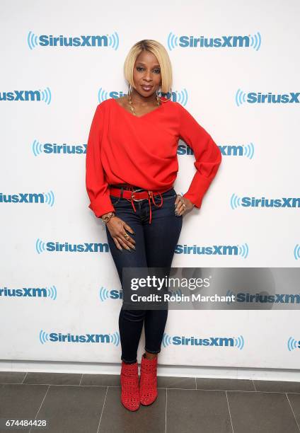Mary J. Blige visits at SiriusXM Studios on April 28, 2017 in New York City.