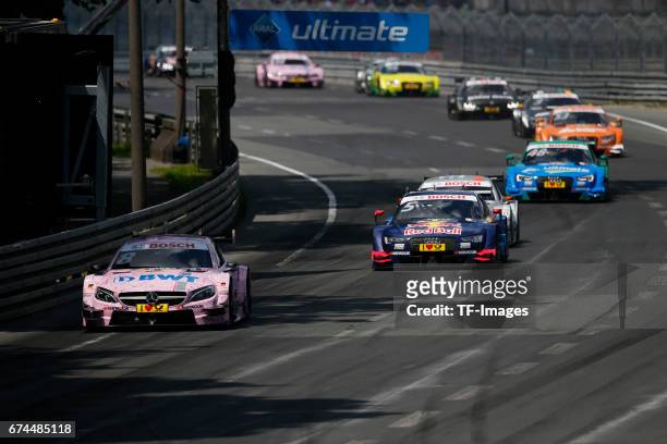 And Christian Vietoris and Mattias Ekstroem and Robert Wickens and Mike Rockenfeller and Paul Di Resta and Jamie Green and Lucas Auer drives during...