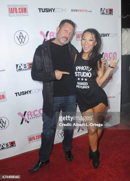 Director Brad Armstrong and actress Asa Akira arrive for the 33rd Annual XRCO Awards Show held at OHM Nightclub on April 27, 2017 in Hollywood,...