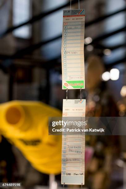 Dutch public transport ticket at the exhibition in the Royal Palace that gives an overview of 50 years Netherlands with a combination of objects of...