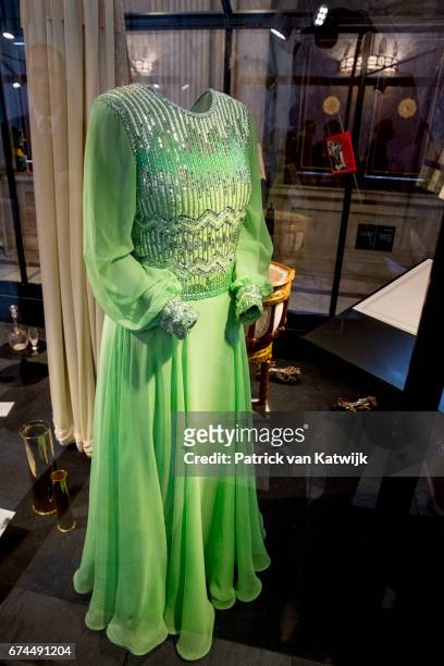 Dress of Princess Beatrix at the exhibition in the Royal Palace that gives an overview of 50 years Netherlands with a combination of objects of King...