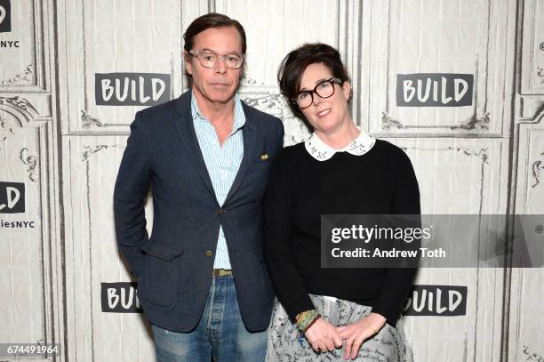 Designers Andy Spade and Kate Spade attend AOL Build Series to discuss their latest project Frances Valentine at Build Studio on April 28, 2017 in...