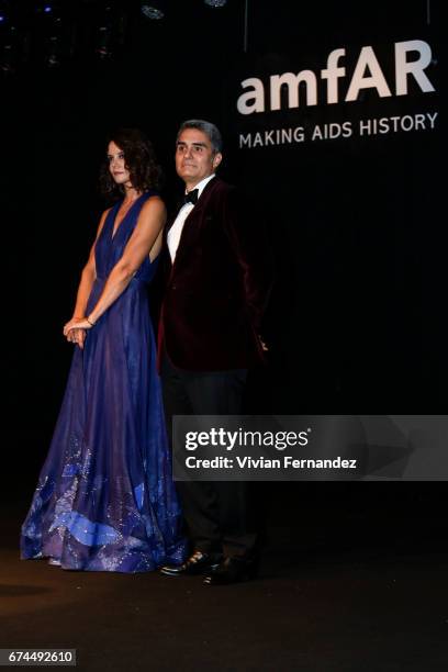 Katie Holmes and Felipe Diniz attend the 7th Annual amfAR Inspiration Gala on April 27, 2017 in Sao Paulo, Brazil.