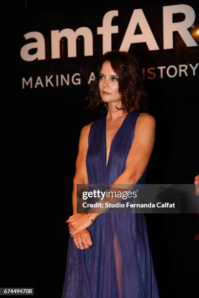 Katie Holmes attends the 7th Annual amfAR Inspiration Gala on April 27, 2017 in Sao Paulo, Brazil.