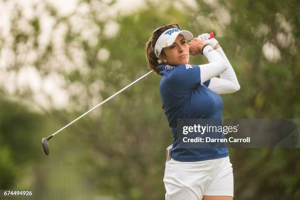 Gerina Piller of the United States plays a tee shot at the second hole during the second round of the Volunteers of America North Texas Shootout at...