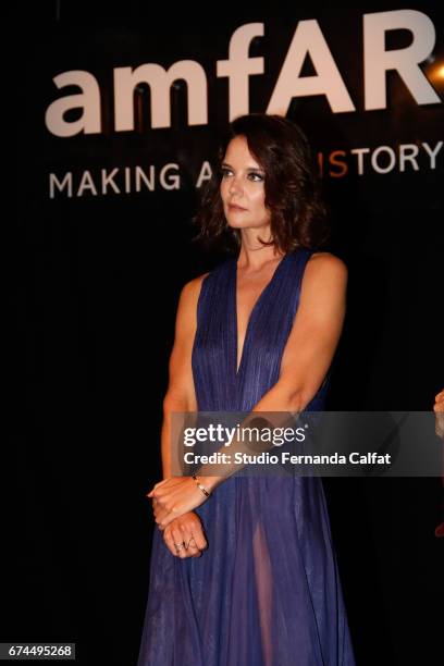 Katie Holmes attends the 7th Annual amfAR Inspiration Gala on April 27, 2017 in Sao Paulo, Brazil.