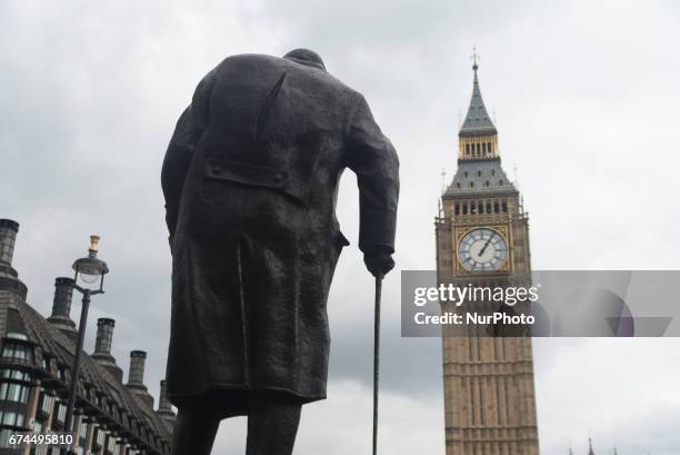 View of Big Ben in London on April 28, 2017. Part of the Withehall and an exit of Westminster Station, were closed after a man was arrested while he...