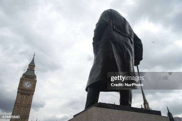 View of Big Ben in London on April 28, 2017. Part of the Withehall and an exit of Westminster Station, were closed after a man was arrested while he...