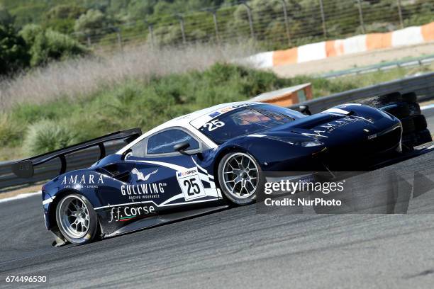 Ferrari 488 GT3 of FF Corse driven by Ivor Dunbar and Johnny Mowlem during free practice of International GT Open, at the Circuit de Estoril,...