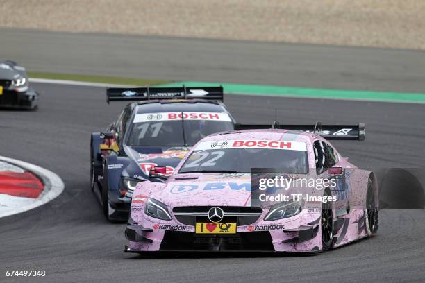 Lucas Auer and Marco Wittmann drives during the race of the DTM 2016 German Touring Car Championship at Nuerburgring on Septembmber 10, 2016 in...