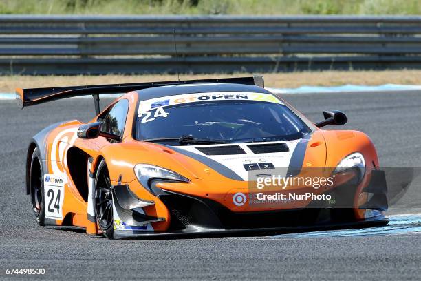 McLaren 650S GT3 of Garage59 driven by Michael Benham and Duncan Tappy during free practice of International GT Open, at the Circuit de Estoril,...