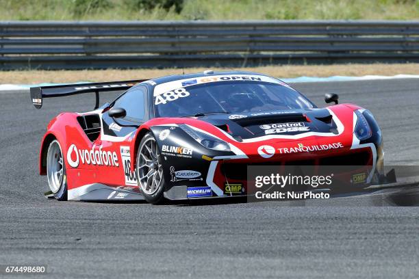 Ferrari 488 GT3 of Spirit of Race driven by Mikkel Mac and Miguel Ramos during free practice of International GT Open, at the Circuit de Estoril,...