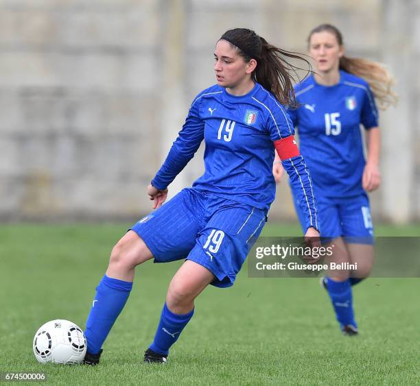 Francesca Quazzico of Italy U16 in action during the 2nd Female Tournament 'Delle Nazioni' match between Italy U16 and Belgium U16 on April 28, 2017...