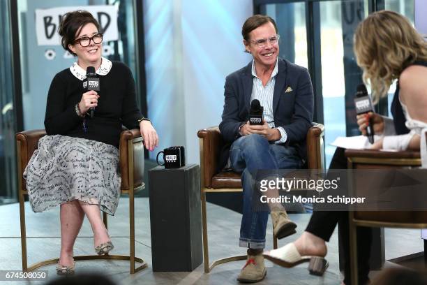 Kate Spade and Andy Spade speak on stage at Build Series Presents Kate Spade and Andy Spade Discussing Their Latest Project Frances Valentine at...