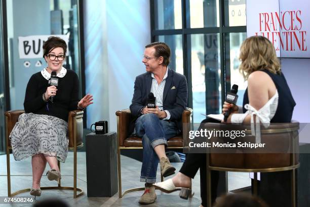 Kate Spade and Andy Spade speak on stage at Build Series Presents Kate Spade and Andy Spade Discussing Their Latest Project Frances Valentine at...