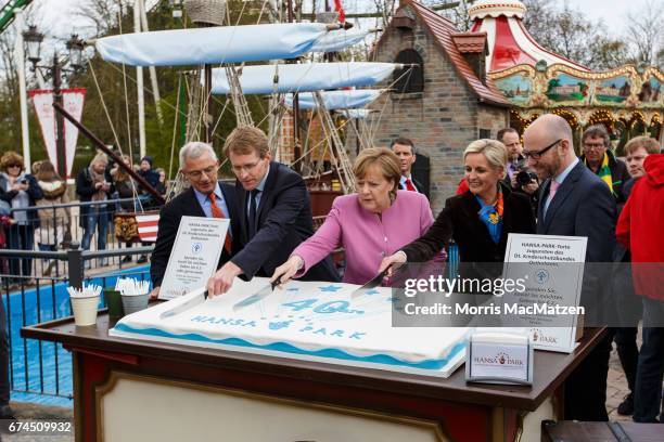 German Chancellor and Chairwoman of the German Christian Democrats Angela Merkel, local CDU lead candidate Daniel Guenther , CDU General Secretary...