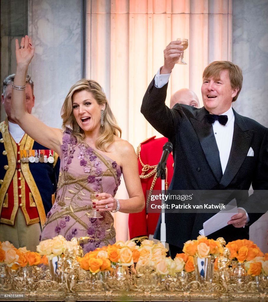 Festive Dinner And Public will opening Of Royal Palace To Mark King Willem-Alexander's 50th Birthday In Amsterdam