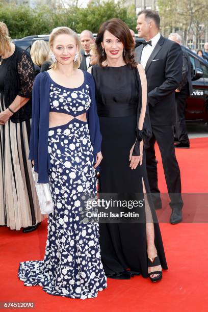 German actress Anna Maria Muehe and german actress Iris Berben during the Lola - German Film Award red carpet arrivals at Messe Berlin on April 28,...