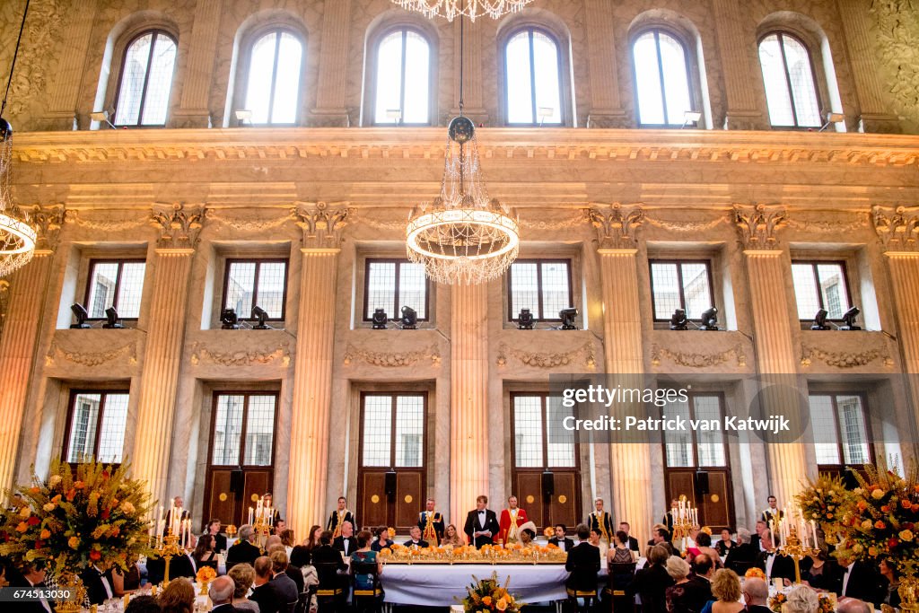 Festive Dinner And Public will opening Of Royal Palace To  Mark King Willem-Alexander's 50th Birthday In Amsterdam