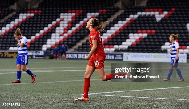 Caroline Weir of Liverpool Ladies celebrates after scoring the thrid during a Women's Super League match between Liverpool Ladies and Reading FC...