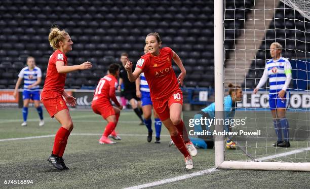 Caroline Weir of Liverpool Ladies celebrates after scoring the thrid during a Women's Super League match between Liverpool Ladies and Reading FC...