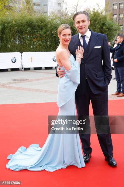 German actress Lisa Martinek and her husband Giulio Ricciarelli during the Lola - German Film Award red carpet arrivals at Messe Berlin on April 28,...