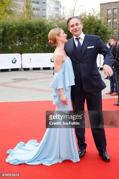 German actress Lisa Martinek and her husband Giulio Ricciarelli during the Lola - German Film Award red carpet arrivals at Messe Berlin on April 28,...