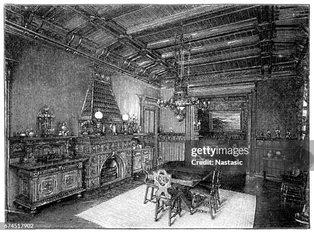 dining room - empty dining room stock illustrations