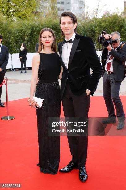 German actress Alice Dwyer and her boyfriend german actor Sabin Tambrea during the Lola - German Film Award red carpet arrivals at Messe Berlin on...