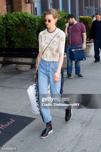 Model Lindsey Wixson is seen in the East Vilage on April 28, 2017 in New York City.