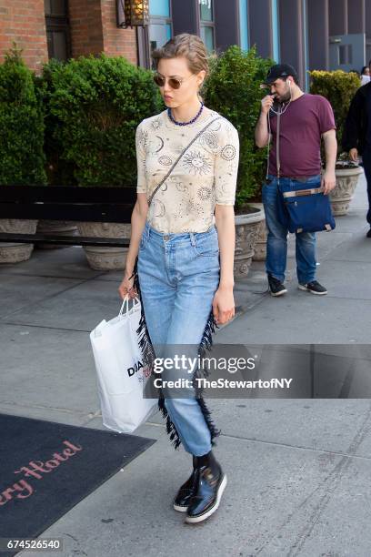 Model Lindsey Wixson is seen in the East Vilage on April 28, 2017 in New York City.