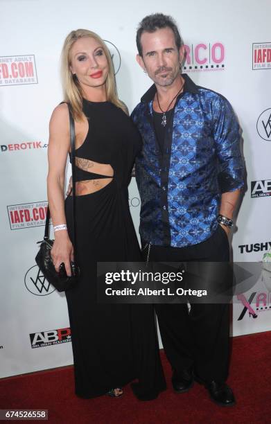 Actor Rusty Nail and Pamela Balian arrive for the 33rd Annual XRCO Awards Show held at OHM Nightclub on April 27, 2017 in Hollywood, California.