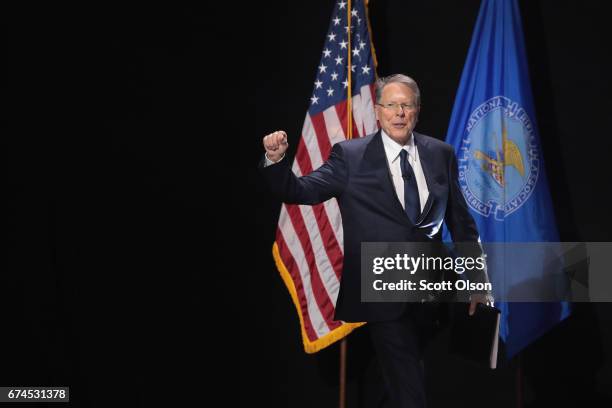 Wayne LaPierre, executive vice president and CEO of the NRA, speaks at the NRA-ILA's Leadership Forum at the 146th NRA Annual Meetings & Exhibits on...