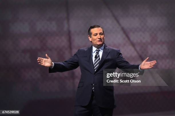 Senator Ted Cruz speaks at the NRA-ILA's Leadership Forum at the 146th NRA Annual Meetings & Exhibits on April 28, 2017 in Atlanta, Georgia. The...